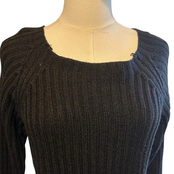 Say What? Sweater Black SZ Med Faux Colorful Fur at Cuffs Grunge Y2K Whimsygoth - Picture 3 of 8